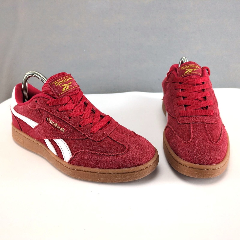Reebok Forte Lounger Red Suede Sneakers Womens 8 Gum Sole Retro Low Top
